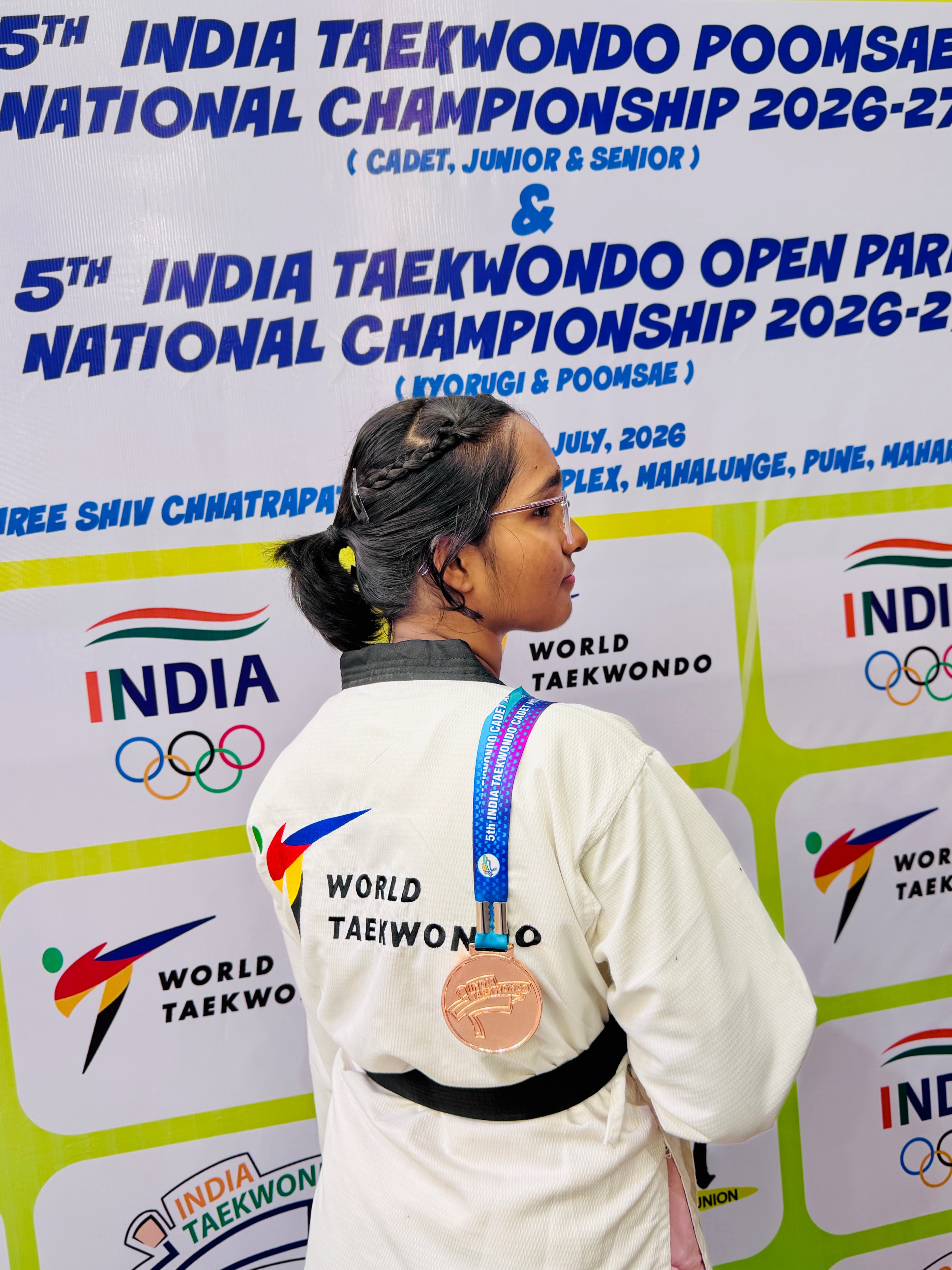 Student with a medal at the India Taekwondo Poomsae National Championship